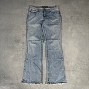 Cruel Girl Low Rise Bootcut Denim Jeans Light Wash Raw Hem - Size: 11 Long